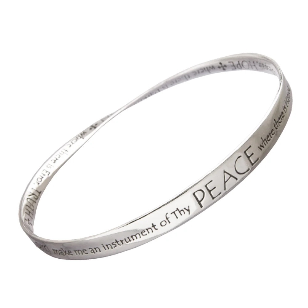 Silver bracelet inscribed with the St. Francis Prayer
